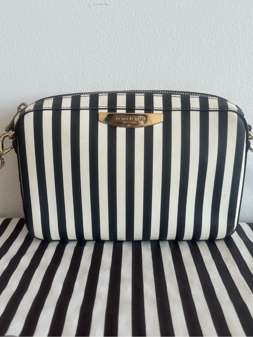 henri bendel Black & White Vertical Stripe Belt Bag - Picture 7 of 7